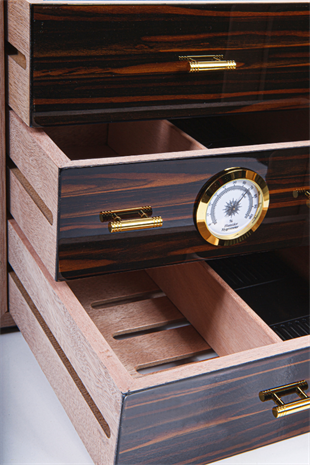 Cohiba 3 Çekmeceli Sedir Humidor Puro Kutusu Siyah-Ahşap