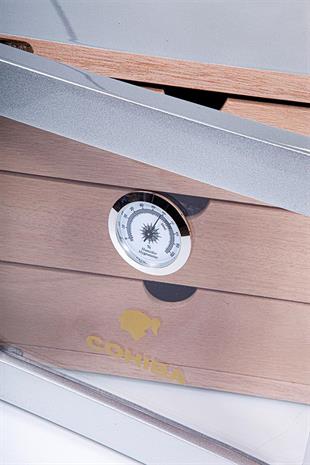 Cohiba Çekmeceli Sedir Humidor Puro Kutusu Gümüş