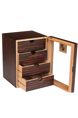 PremiumQuality 3 Çekmeceli Kahverengi Sedir Humidor Puro Kutusu