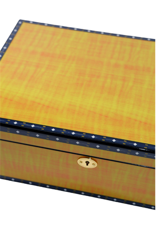 PremiumQuality Flamengo Sarı Desenli Sedir Humidor Puro Kutusu