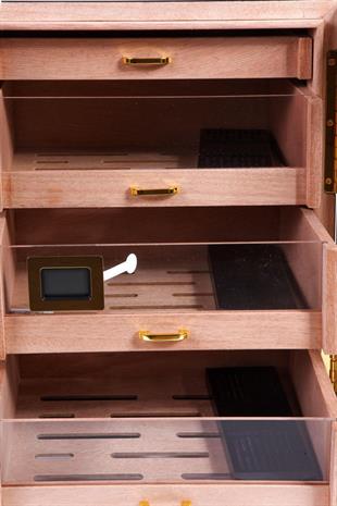 PremiumQuality Santa Rosa Ahşap 4 Çekmeceli Sedir Humidor Puro Kutusu