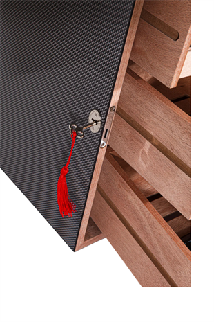 PremiumQuality Belgrano Karbon Desenli 3 Çekmeceli Sedir Humidor Puro Kutusu