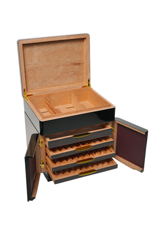 PremiumQuality Buenos Siyah-Kahverengi Sedir Humidor Puro Kutusu