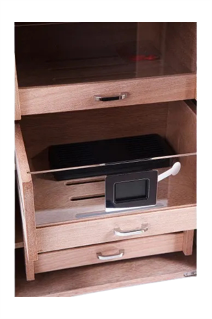 PremiumQuality Belgrano Siyah 3 Çekmeceli Sedir Humidor Puro Kutusu