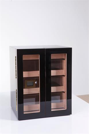 PremiumQuality Santa Rosa Siyah 4 Çekmeceli Sedir Humidor Puro Kutusu
