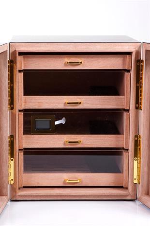 PremiumQuality Santa Rosa Ahşap 4 Çekmeceli Sedir Humidor Puro Kutusu