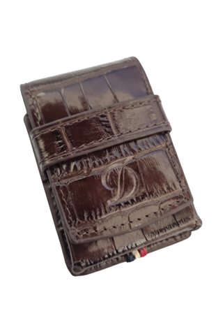 S.T. Dupont Crocodile Kahverengi Deri Ligne 2 Çakmak Kılıfı