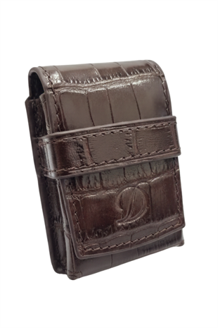 S.T. Dupont Crocodile Kahverengi Deri Ligne 2 Çakmak Kılıfı