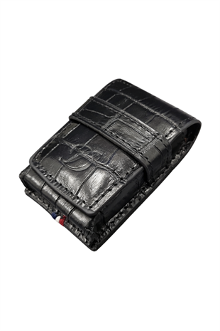 S.T. Dupont Crocodile Siyah Deri Ligne 2 Çakmak Kılıfı