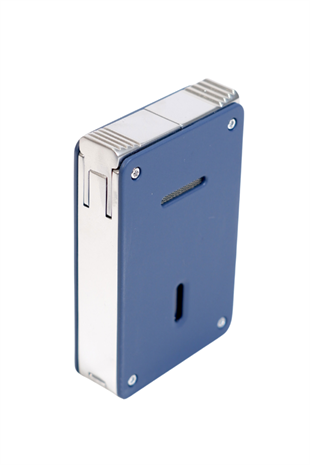 Caseti Çift Torch Pürmüz & Tek Torch Mum Alev Delicili Lacivert Metal Puro Çakmağı