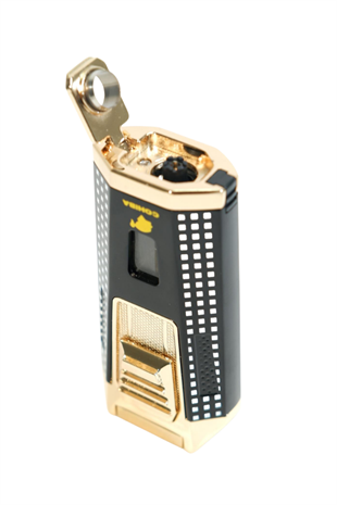 Cohiba Çift Torch Pürmüz Delicili Siyah Beyaz Nokta Desenli Metal Puro Çakmağı