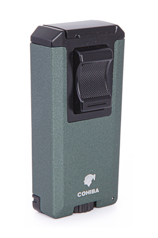 Cohiba Çift Torch Pürmüz Yeşil-Siyah Metal Puro Çakmağı