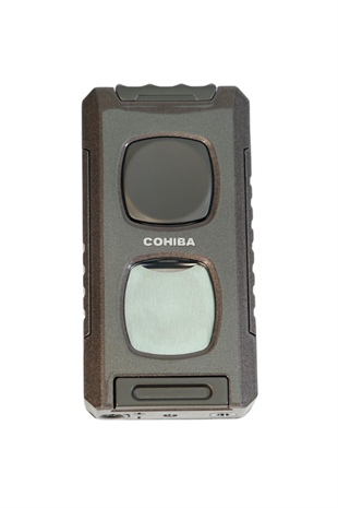 Cohiba Çift Torch Pürmüz Kesici & Delici & İğneli Kahverengi Metal Puro Çakmağı