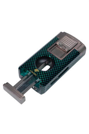 Cohiba Çift Torch Pürmüz Yeşil Karbon Desenli Puro Çakmağı