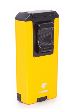 Cohiba Çift Torch Pürmüz Sarı-Siyah Metal Puro Çakmağı
