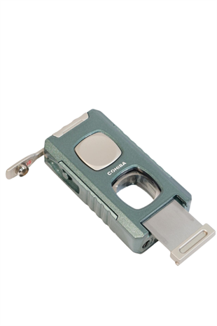 Cohiba Çift Torch Pürmüz Kesici & Delici & İğneli Yeşil Metal Puro Çakmağı