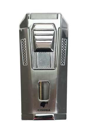 Cohiba Çift Torch Pürmüz Delicili Gümüş Metal Puro Çakmağı
