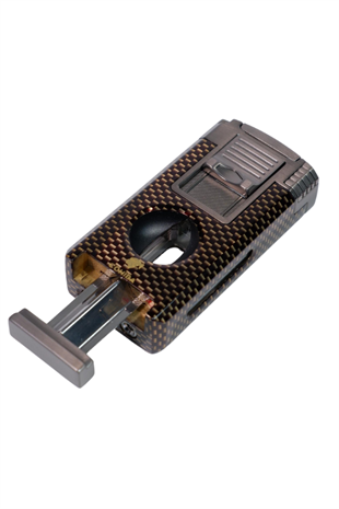 Cohiba Çift Torch Pürmüz Siyah Karbon Desenli Puro Çakmağı