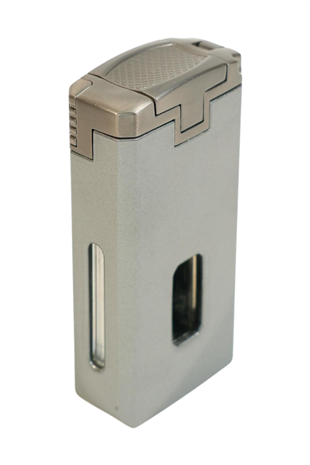 Cohiba Çift Torch Pürmüz Dahili Kesici Delicili Gümüş Metal Puro Çakmağı