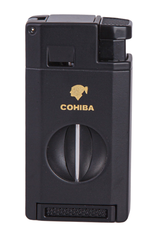 Cohiba Çift Torch Pürmüz Siyah Dahili Delici & V Kesici Metal Puro Çakmağı