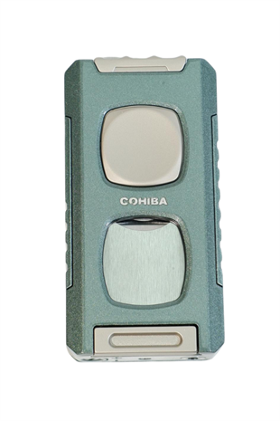 Cohiba Çift Torch Pürmüz Kesici & Delici & İğneli Yeşil Metal Puro Çakmağı