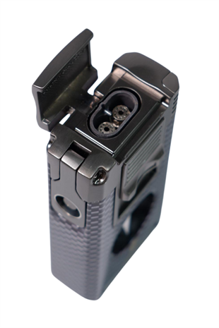 Cohiba Çift Torch Pürmüz Siyah Karbon Desenli Puro Çakmağı