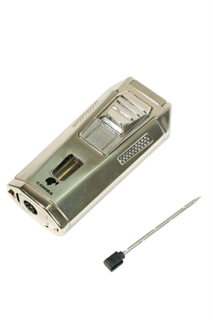 Cohiba Çift Torch Pürmüz Delicili Gümüş Metal Puro Çakmağı