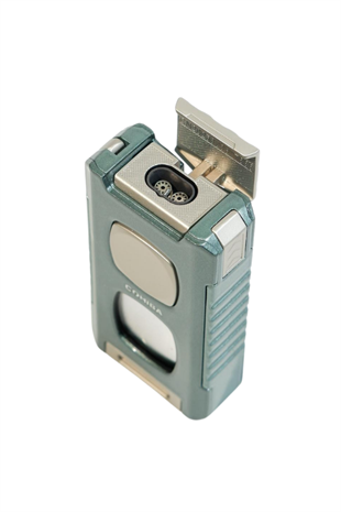 Cohiba Çift Torch Pürmüz Kesici & Delici & İğneli Yeşil Metal Puro Çakmağı