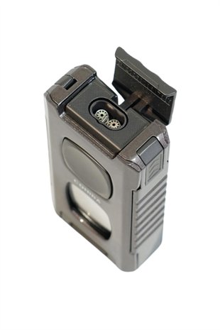 Cohiba Çift Torch Pürmüz Kesici & Delici & İğneli Kahverengi Metal Puro Çakmağı