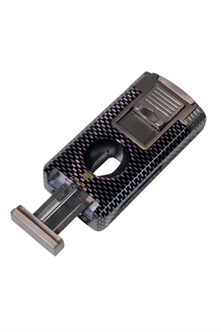 Cohiba Çift Torch Pürmüz Siyah Karbon Desenli Puro Çakmağı