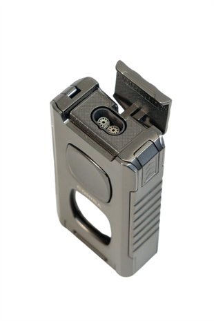 Cohiba Çift Torch Pürmüz Kesici & Delici & İğneli Gunmetal Metal Puro Çakmağı