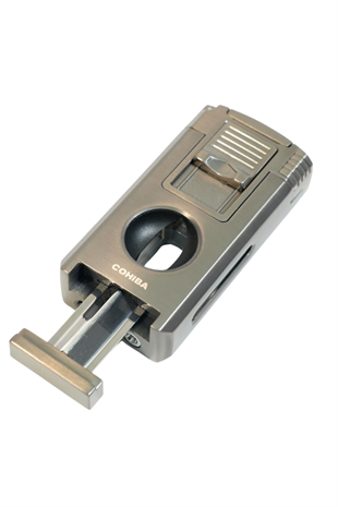 Cohiba Çift Torch Pürmüz Dahili Kesici Delicili Gunmetal Metal Puro Çakmağı