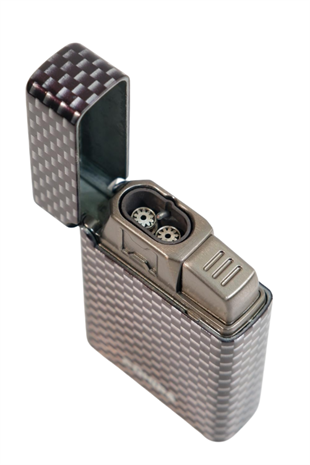 Cohiba Çift Torch Pürmüz Karbon Desenli Metal Puro Çakmağı