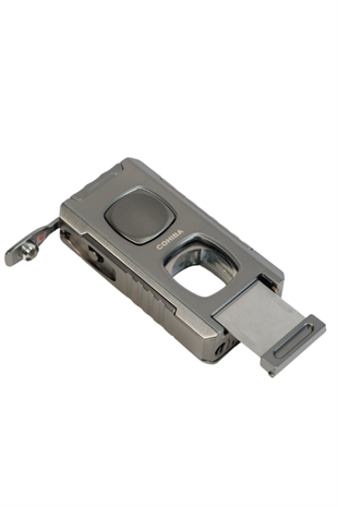 Cohiba Çift Torch Pürmüz Kesici & Delici & İğneli Gunmetal Metal Puro Çakmağı