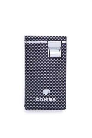 Cohiba Çift Torch Pürmüz Karbon Desenli Metal Puro Çakmağı