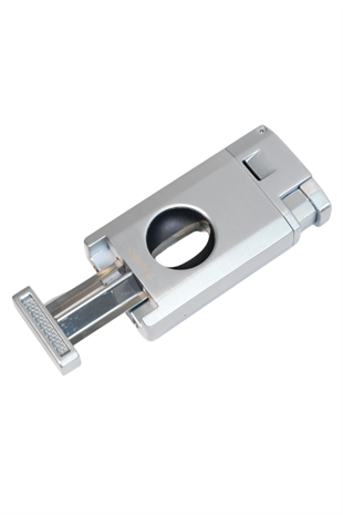 Cohiba Çift Torch Pürmüz Kesici & Delici Gümüş Metal Puro Çakmağı