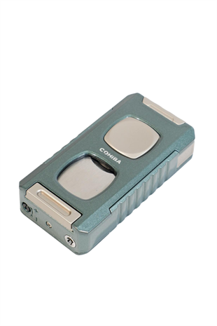 Cohiba Çift Torch Pürmüz Kesici & Delici & İğneli Yeşil Metal Puro Çakmağı