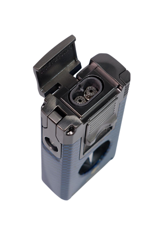 Cohiba Çift Torch Pürmüz Mavi Karbon Desenli Puro Çakmağı