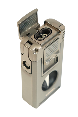 Cohiba Çift Torch Pürmüz Dahili Kesici Delicili Gunmetal Metal Puro Çakmağı