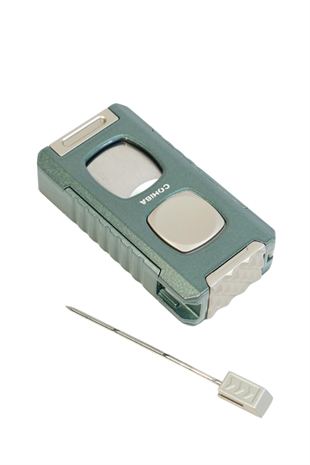 Cohiba Çift Torch Pürmüz Kesici & Delici & İğneli Yeşil Metal Puro Çakmağı