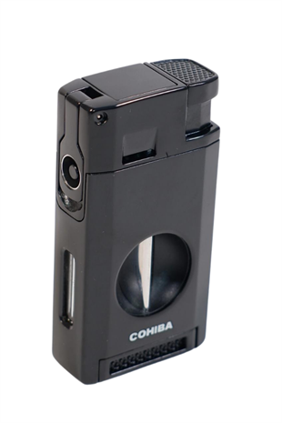 Cohiba Çift Torch Pürmüz Kesici & Delici Siyah Metal Puro Çakmağı