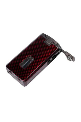 Cohiba Çift Torch Pürmüz Kırmızı Karbon Desenli Puro Çakmağı