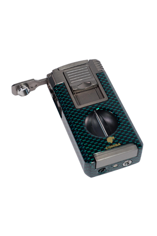 Cohiba Çift Torch Pürmüz Yeşil Karbon Desenli Puro Çakmağı