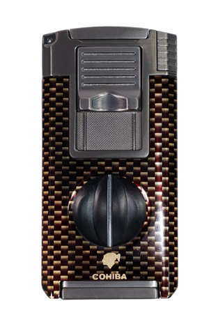 Cohiba Çift Torch Pürmüz Siyah Karbon Desenli Puro Çakmağı