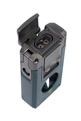 Cohiba Çift Torch Pürmüz Yeşil Karbon Desenli Puro Çakmağı