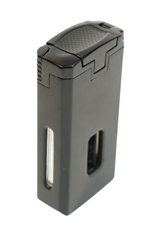 Cohiba Çift Torch Pürmüz Dahili Kesici Delicili Siyah Metal Puro Çakmağı