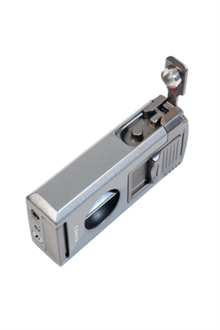 Cohiba Çift Torch Pürmüz Dahili Kesici Delicili Gümüş Metal Puro Çakmağı