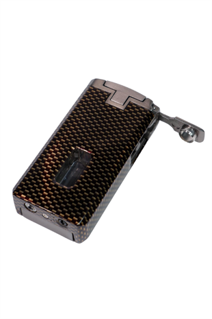 Cohiba Çift Torch Pürmüz Siyah Karbon Desenli Puro Çakmağı