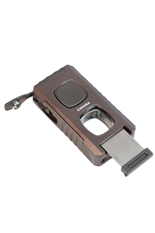 Cohiba Çift Torch Pürmüz Kesici & Delici & İğneli Kahverengi Metal Puro Çakmağı