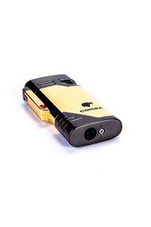 Cohiba İki Torch Pürmüz Gold Gunmetal Desenli Slim Puro Çakmağı